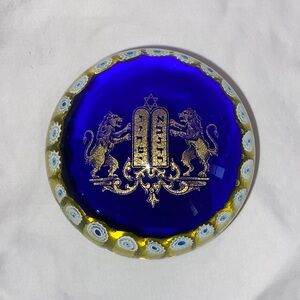 Judaica Murano Millefiori Glass paperweight. Hebrew. Star of David. Vintage